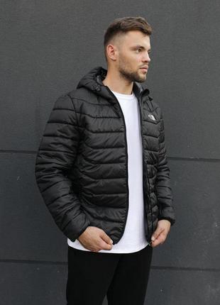 Чоловіча куртка the north face чорна коротка весняна до -3*с з капюшоном ⁇ вітровка...