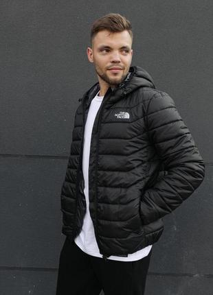 Чоловіча куртка the north face чорна коротка весняна до -3*с з капюшоном ⁇ вітровка...
