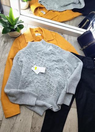 Светр об'ємний, теплий, з намистинами, італія, jean batiktryk louis francois.