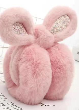 Навушники теплі з кролячими вушками мокко one size (501)6 фото