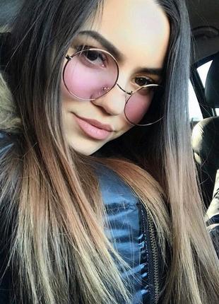 Стильные круглые фиолетовые солнцезащитные очки, хит сезона, бестселлер