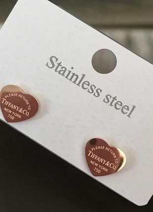 Сережки тіффані з медичного золота stainless steel, xuping позолочені