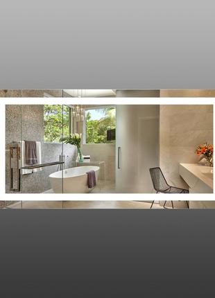 Дзеркало настінне з підсвіткою для ванної кімнати 1200х600 мм led у спальню, магазин, кафе, салон, ресторан2 фото