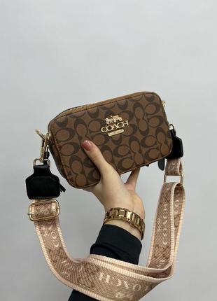 Жіноча маленька коричнева сумка з широким ремнем через плече coach 🆕 кросс боді3 фото