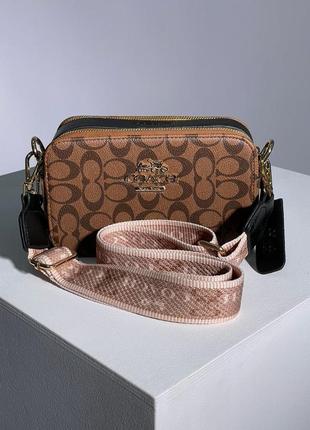 Жіноча маленька коричнева сумка з широким ремнем через плече coach 🆕 кросс боді1 фото