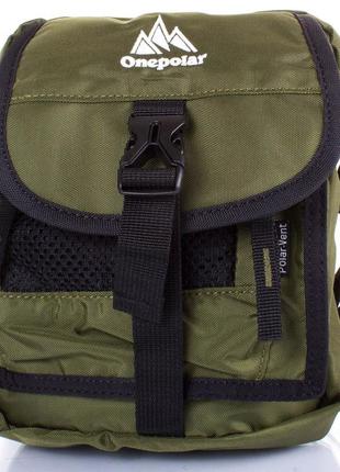 Чоловіча спортивна сумка чорна з оливковим onepolar w3088-green3 фото