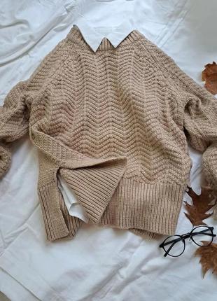 Винтажный свитер, молочный свитер, свитер с воротником3 фото