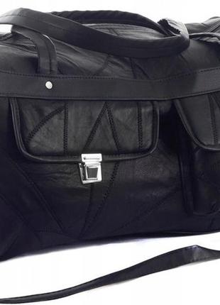Кожаная дорожная сумка со вставками из эко кожи 40l convey черная2 фото