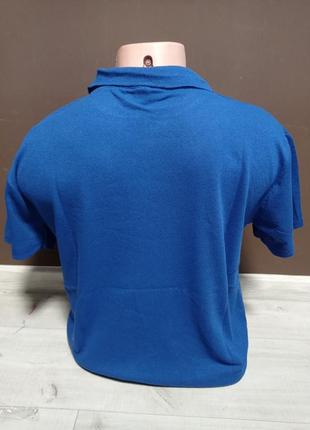 Мужская футболка поло турция знак 40-50 размеры 100% хлопок синий2 фото