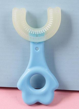 Детская зубная щетка, у-образная 2-6 лет / прибор для чистки зубов / u - образная / голубая