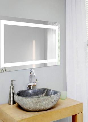 Прямоугольное зеркало с подсветкой 800х500 мм настенное led для ванной, спальни, магазинов, салона красоты