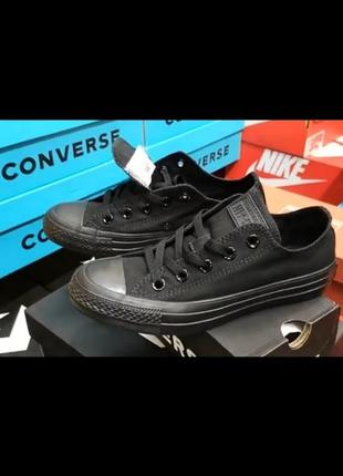 Кеды низкие черные converse all star ox black mono1 фото