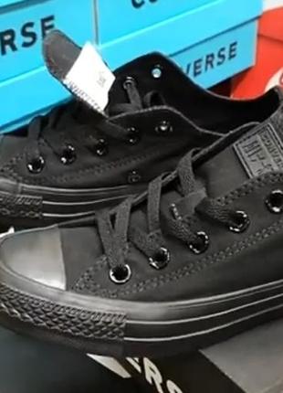 Кеды низкие черные converse all star ox black mono7 фото