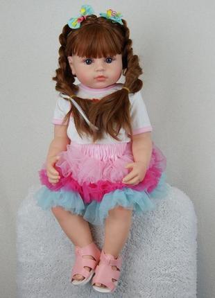Лялька реборн 55 см веселка силіконова npk doll
