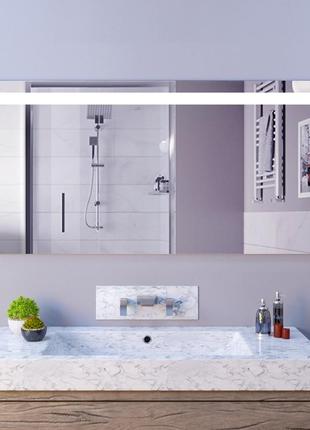 Прямоугольное настенное зеркало с подсветкой 1200х600 мм led для ванной спальни, квартиры, кафе, салона1 фото