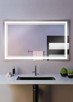 Зеркало прямоугольное настенное 1300х800 мм с led подсветкой для ванной комнаты, спальни, магазина, ресторана