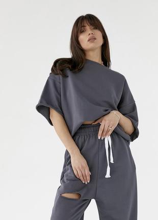 Жіночий костюм із трикотажу mcllctn  з прорізом на джоггерах