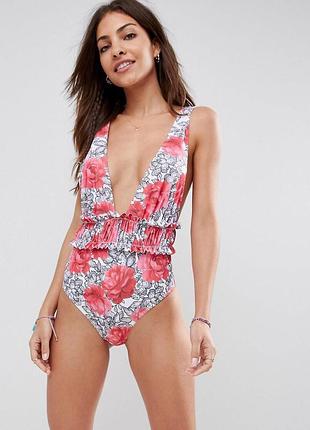 Суцільний купальник 👙 в квітковий принт asos. розмір 38g(m-l)