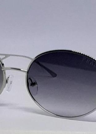 Женские в стиле prada солнцезащитные очки овальные серый градиент в серебристом металле