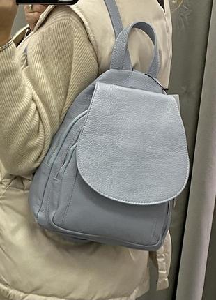 Рюкзак голубой женский кожаный рюкзак итальянский городской рюкзак из натуральной кожи6 фото