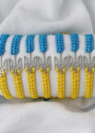 Патріотичний браслет, синьо жовтий браслет з тризубом, герб україни4 фото