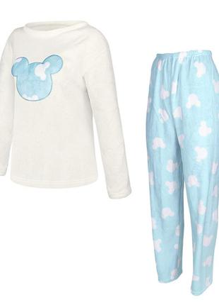 Женская пижама lesko mickey mouse white + blue 2xl домашний костюм