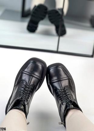 Кожаные ботинки деми на байке черные натуральная кожа берцы милитари весна осень5 фото