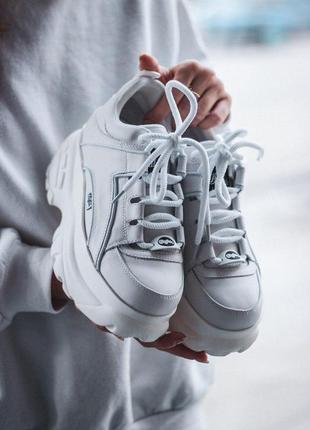 Шикарні жіночі кросівки на платформі buffalo london white 😍 (весна/ літо/ осінь)6 фото