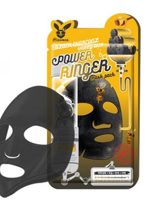 Очищююча живильна маска з деревним вугіллям і медом elizavecca black charcoal honey deep power ringer mask pack