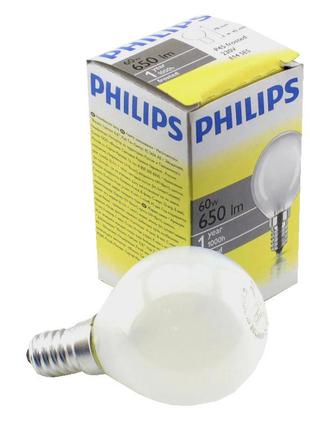 Лампа накаливания philips 60w e14 шарик матовый1 фото