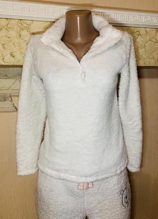 Кофта свитер флиска махровая мягкая пушистая белоснежная1 фото