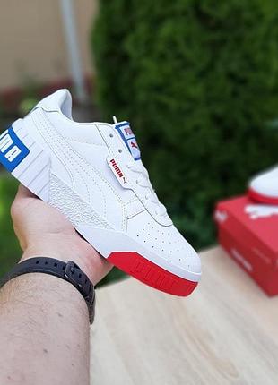 Кроссовки puma cali белые с красным и синим