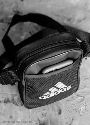 Маленькая городская сумка мессенджер мужская adidas черная из ткани через плечо молодежная stk ads3 фото