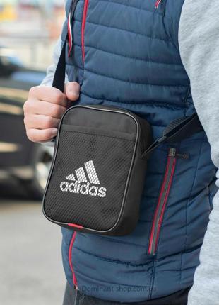 Маленькая городская сумка мессенджер мужская adidas черная из ткани через плечо молодежная stk ads8 фото