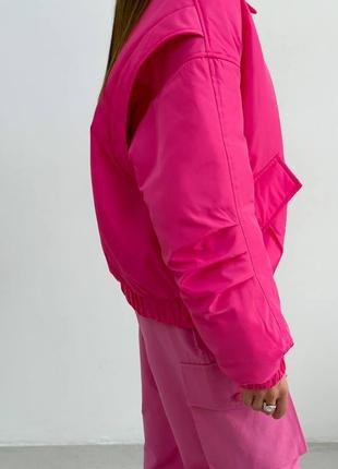 Бомбер с яркой подкладкой, розовый5 фото