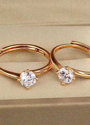 Кольцо xuping jewelry тонкое раздвижное с фианитом на четыре крепления р 16  золотистое