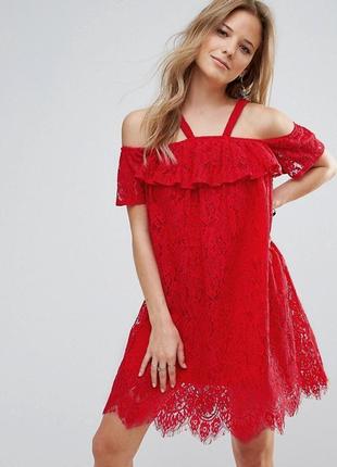 Плаття гіпюрове червоне missguided