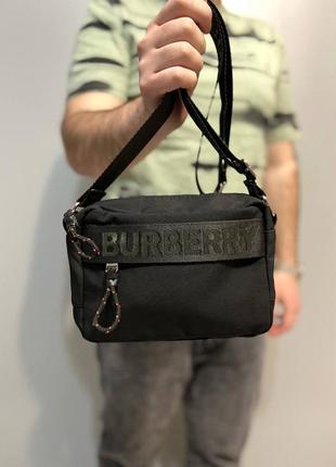 Сумка burberry чорна кросс боді чоловіча / жіноча