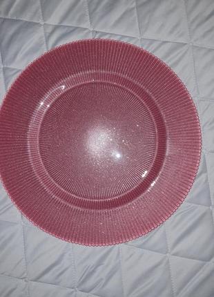 Тарілка блюдо 33 см рожева2 фото
