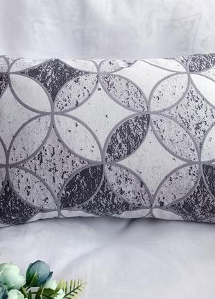 Декоративная подушка 30*45 см с серым мраморным орнаментом из плотной декоративной ткани1 фото
