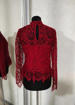 Блуза из кружева zara красная кружная блузка3 фото