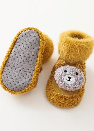 Тапочки для дома детские антискользящие теплые тапочки пинетки