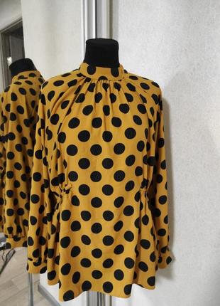 Блуза блузка zara в горох горошек4 фото