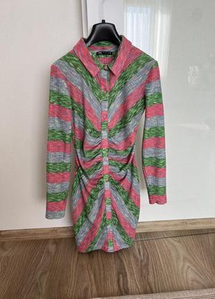 Яскраве міні плаття рубашка, zara