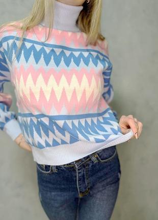 Жіночий светр з геометричним принтом6 фото