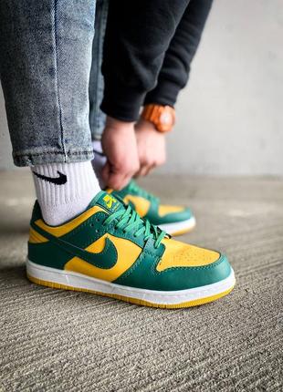 Кроссовки nike dunk low "yellow/green"4 фото