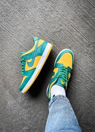 Кроссовки nike dunk low "yellow/green"5 фото