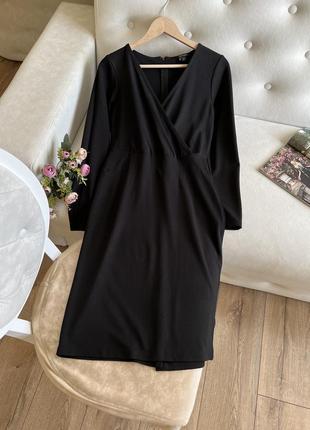 Трикотажное черное платье6 фото