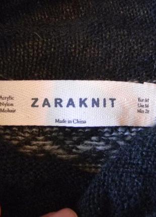 Вязаное платье-туника воротник гольф zara knit3 фото