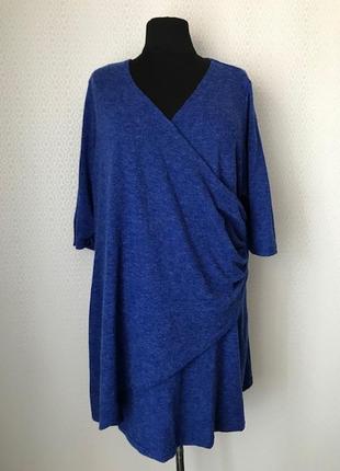 Интересное теплое платье красивого синего цвета от etam, размер 54, укр 60-62-64